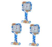 Amosfun 3pcs Silicone Pocket Watch for Women Digital Nurse Watch Square Hanging Design Daily for Nurses and Doctors Random of Printing