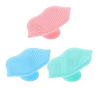Amosfun 3Pcs Silicone Shower Cleansing Brushes for Face and Scalp Soft Exfoliator Pads Manual Lip Scrubber Suitable for Sensitive Skin Care