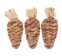Amosfun 3pcs Tooth Cleaning Carrot Shaped Rabbit Chew Stress Chewing Natural Grass Material Small Pets Squirrel Chewing for Pet Play