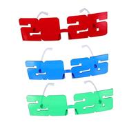Amosfun 3pcs Transparent Party Glasses Red Blue Green Stylish Number Design Clear Lenses for Years Eve Carnival Graduation Photo Props