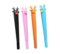 Amosfun 4 Pack Mini Blue Ink Ballpoint Pens Reindeer Design for Students Office Home Assorted Black Brown Blue Pink Comfortable to Hold