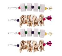 Amosfun 4 Pcs Parrot Set Safe Biting for Pet Birds with Long Serving Life Hanging Design Made of Corn Flake, Cuttlefish Bone, and Volcanic Stone for Parrot Cage Entertainment