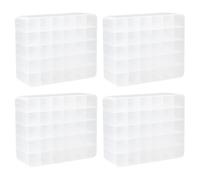 Amosfun 4 Pcs White Mark Pen Organizer with 30 Compartments, Plastic Desktop Stationery Storage Box and Pencil Holder for Office and School Use