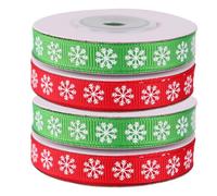 Amosfun 4 Rolls Christmas Decoration Ribbon with Snowflake Printing, Polyester Material, Decorative Bright Colours for DIY Supplies and Festive Gift Wrapping