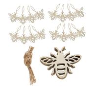 Amosfun 40pcs Wooden Bee Cutouts Sturdy Unfinished Honeybee Hanging Ornaments for DIY Crafts Indoor Outdoor Home Decor for Parties and Creative Projects