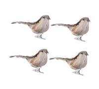 Amosfun 4pcs Artificial Foam Sparrows Garden Ornaments Small Simulated Birds for Outdoor Gardening Decoration for Garden or Patio
