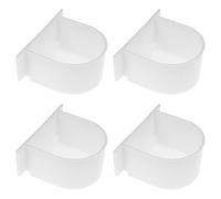 Amosfun 4pcs Bird Cage Food Box Plastic Semi-circular Bowls White Portable Easy to Install and Disassemble Practical Feeder for Budgie and Bird Cage