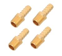 Amosfun 4pcs Brass Hose Barb Reducer Adapter Npt to Barb Fittings Goldplated Connectors for Garden Irrigation Air Compression and Water Systems