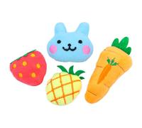 Amosfun 4pcs Catnip Cat Plush Fruit Cartoon Shaped Plush Encourage Natural Instinct Reduce Loneliness Soft Pet Chew for Indoor Cats and Kittens