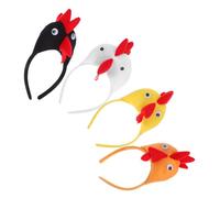 Amosfun 4pcs Chicken Costume Headband Rooster Hair Hoop for Adults Fun Animal Accessory for Easter Halloween and Cosplay Parties Creative Dress Up Prop