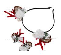 Amosfun 4pcs Christmas Headband Set with Reindeer Antlers and Snowflake Hair Clips, Festive Animal Ears Hair Accessories for Women and Holiday Party Cosplay