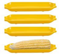 Amosfun 4pcs Corn on The Cob Plates, 21cm Reusable Plastic Corn Holder Trays, Food Serving Platters for Barbecue Party, Family Gatherings