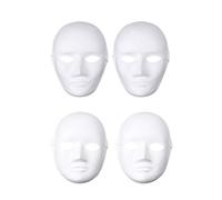 Amosfun 4pcs DIY White Mask Painting Blank Paper Mask for Halloween Cosplay Dance Party (2 Female 2 Male)