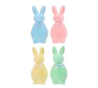 Amosfun 4pcs Easter Bunny Statue with Soft Touch Flocked Finish and Foam Material, Pastel Rabbit Figurine for Easter Mantel Decor or Garden Bunny Figurine Pieces, Spring Party Table