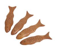 Amosfun 4pcs Fish-Shaped Wooden Chopstick Holders Made from Chicken Wing Wood with Breathable Construction for Sanitary Eating, Japanese Style Rustic Chopstick Rests for Dining Table