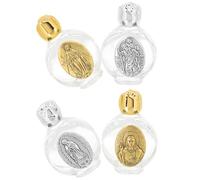 Amosfun 4Pcs Glass Holy Water Bottles Refillable Sealed Decorative Storage for Church and Home Use Portable Metal Design