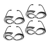 Amosfun 4pcs Glitter Birthday Party Glasses Lightweight Novelty Photo Booth Props Comfortable Reusable Eyewear for Anniversary Celebration Favors