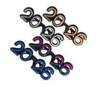Amosfun 4pcs Glitter Party Glasses Years Eve Photo Booth Props for Adults Festive Plastic Eyewear with Gold Silver Fun Year Celebration Accessories