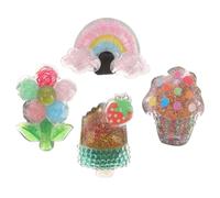 Amosfun 4pcs Glitter Princess Shoe Charms Detachable Shoelace Buckles with Rainbow, Strawberry Ice Lolly, Flower, and Cake Designs for Shoe Accessories and Decoration