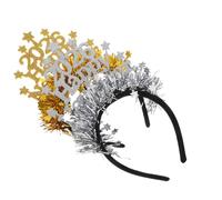Amosfun 4pcs Glitter Year Headbands for Women Festive Holiday Hair Accessories with Star Design Comfortable Lightweight Photo Props for Nye Party Celebration and Cosplay