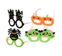 Amosfun 4pcs Glow Dark Halloween Glasses for Neon Pumpkin Spider Frames Eye Catching Party Eyewear Photo Props for Night Festival Costume Accessories