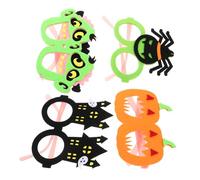 Amosfun 4pcs Halloween Eyeglasses Glow Dark Neon Pumpkin Spider Frames Lightweight Party Favor Glasses for Carnival Night Photos and Costume Accessories