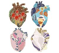 Amosfun 4pcs Heart Brooch Pins Set in Alloy Metal, Creative Enamel Pins for Clothing and Backpacks, Decorative and Vibrant Accessories for Hats and Bags