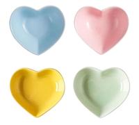 Amosfun 4Pcs Heart Shaped Ceramic Dipping Bowls Set Mini Sauce Bowls for Condiments Serving Dishes for Parties Tapas Snacks 3.1X2.8X1 Inch