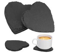 Amosfun 4pcs Heart Shaped Coasters Black Absorbent Drink Cup Mats for Wine Glasses and Beverages Non Dust Table Protectors for Hot and Cold Drinks Stylish Kitchen and Bar Use
