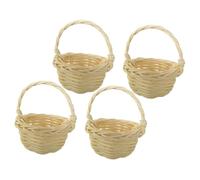 Amosfun 4pcs Miniature Rattan Woven Flower Baskets Small Handcrafted Storage Bins for Home Decor Kitchen Study Organizer Basket