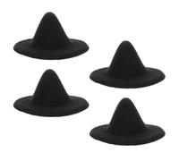 Amosfun 4pcs Miniature Witch Hats Black DIY Craft Caps for Doll Decoration Halloween Party Favors Small Decorative Witch Hat Accessories for Handmade Headdress and Pet Photo Props