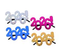Amosfun 4pcs Novelty Party Eyeglasses Festive Plastic Photo Booth Props for Year's Eve Eyewear for Adults Lightweight Selfie Glasses for Year Celebration