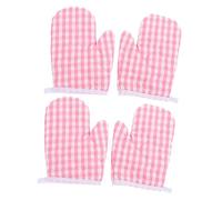 Amosfun 4pcs Oven Gloves Thickened Heat Resistant Microwave Mittens for Baking Cooking Safety Polyester Kitchen Mitt