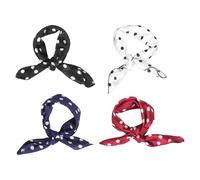 Amosfun 4pcs Polka Dot Satin Hair Scarves for Women, Vintage 1960s Style Square Headbands Hair Wraps, Multi-color Black Navy White Red, Party and Dance Accessories