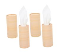 Amosfun 4pcs Refillable Car Tissue Holder Cylinder with Wood Grain Design Portable Napkin Dispenser for Vehicles Trucks Offices Home Compact Car Essentials for Women Carry Facial Tissue