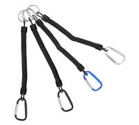 Amosfun 4pcs Retractable Spring Coil Keychain Cord Elastic Telescopic Anti-lost Rope Buckles for Outdoor Fishing Hiking Camping Secure Gear Random Color