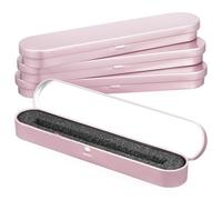 Amosfun 4pcs Rose Gold Rectangular Metal Pen Boxes with Soft Sponge Lining Protective Empty Ballpoint Pen Gift Cases for Stylish Desk Organization and Stationery Storage