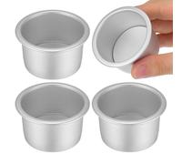 Amosfun 4Pcs Round Cake Tins with Removable Bottom 2 Inch Mini Cake Tins for Baking Cheesecakes Cakes and Chiffon Cakes Aluminium Alloy Small Moulds for Home Family Dinners Gatherings