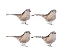 Amosfun 4pcs Simulated Foam Birds Garden Ornament Realistic Grey Sparrow Figurines for Decoration Wedding Party Craft Scenes Natural-looking Artificial Bird Figurines