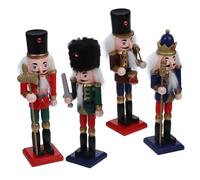 Amosfun 4Pcs Small Wooden Nutcracker Soldier Figures Christmas Nutcracker Ornament Set Xmas Table and Desktop Decor for Holiday Home Decoration