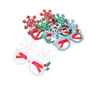 Amosfun 4pcs Snowflake Glitter Christmas Glasses Frames for Holiday Parties Xmas Costume Eyewear Fun Photo Props for Winter Gatherings Lightweight and Comfortable Holiday Accessories
