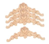 Amosfun 4PCS Solid Wood Carved Appliques with Romantic Rose and Corner Designs Decorative Onlays for Furniture DIY Upgrade Easy Installation for Bed Door Cabinet Wardrobe Home Decor