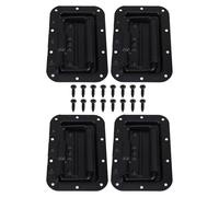 Amosfun 4pcs Spring Loaded Flight Case Handles with Screws, Heavy Duty Black Iron Recessed Pull Handles for Toolbox and Suitcases, Space Efficient Design for Outdoor Activities and Travel