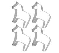 Amosfun 4Pcs Stainless Steel Horse Shape Cookie Mould Set with Carousel Unicorn Animal Designs, Baking Tools for DIY Kitchen Biscuit Moulds, ’S Fruit Cutters, UK Baking Supplies