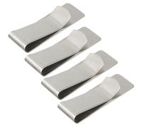 Amosfun 4pcs Stainless Steel Money Clips Portable Metal Bill Holder Multifunctional Wallet Clip for Office Cash, Cards, and Receipt Organizer in Silver