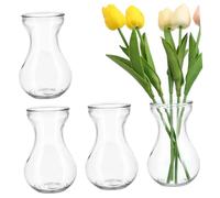 Amosfun 4pcs Transparent Glass Hydroponic Vases for Hyacinth Bulbs Desktop with Stable Flat Bottom Creative Minimalist Flower Containers for Home Office and Restaurant Decoration