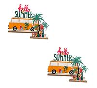 Amosfun 4pcs Tropical Wooden Tabletop Decorations Hawaiian Centerpiece for Home Office Decor for Beach Themes Creative Design Fine Workmanship