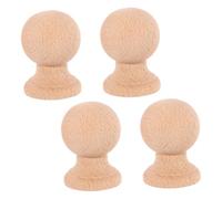 Amosfun 4pcs Unfinished Solid Hardwood Finials for Curtain Rods and Cabinet Decor Small Natural Wood Finials with Raw Surface for DIY Painting Staining and Crafting Projects Versatile