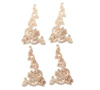 Amosfun 4pcs Unpainted Wood Carved Appliques Decorative Trim Molding for Cabinet Wardrobe Door Bed Solid Wood Embellishments for DIY Home and Vintage Elegance