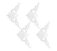 Amosfun 4pcs Victorian White Floral Corner Moulding with Embossed Rococo Scroll Details, Lightweight Hard Plastic Decorative Applique for Furniture and Walls, Easy DIY Installation